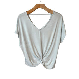 Good Luck Gem Blouse Womens M Glacier Gray V Neck